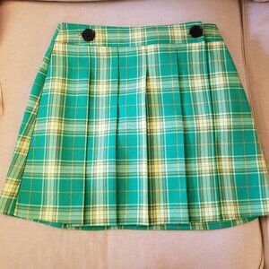 TOPSHOP, Size 2, UK 6, Plaid Green Skirt
